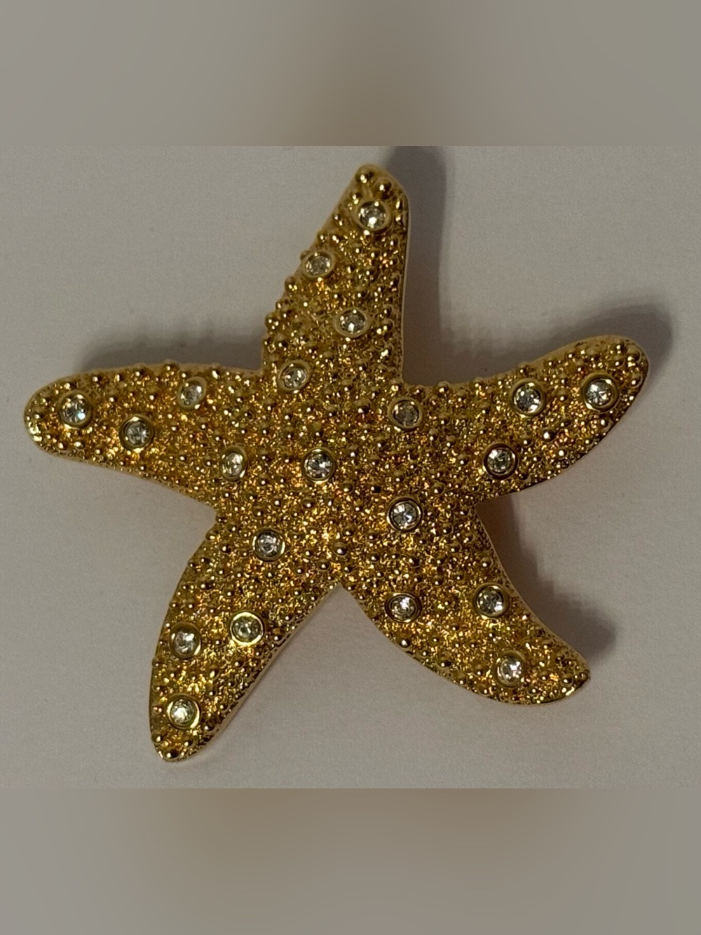 SWAROVSKI SWAN MARK SIGNED BROOCH PIN GOLD STARFISH SEA STAR BEZEL SET CRYSTALS